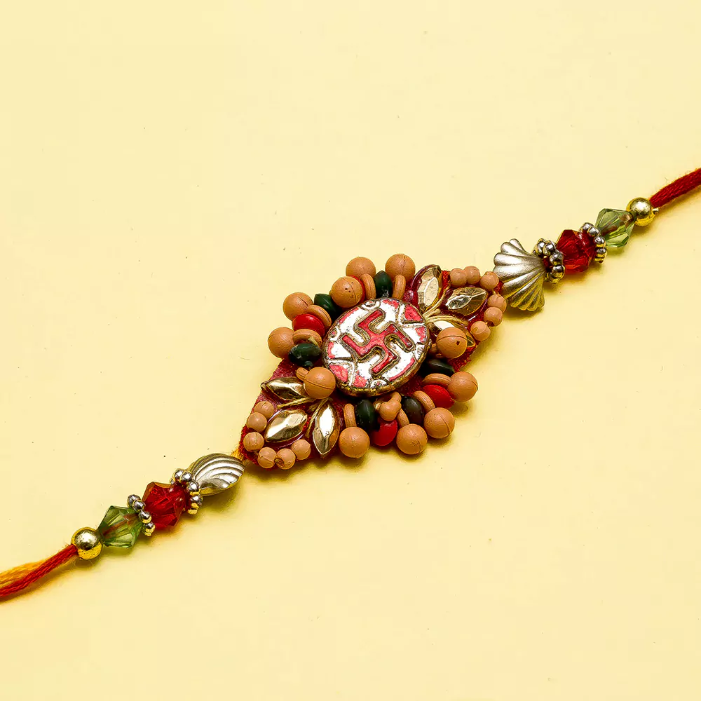 Rudraksh glazed beads rakhi