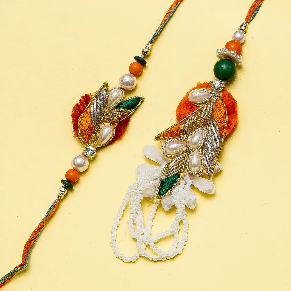 Designer beads petal bhaiya bhabhi rakhi
