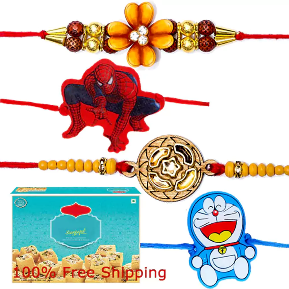 500gm soan papdi with 4 rakhi