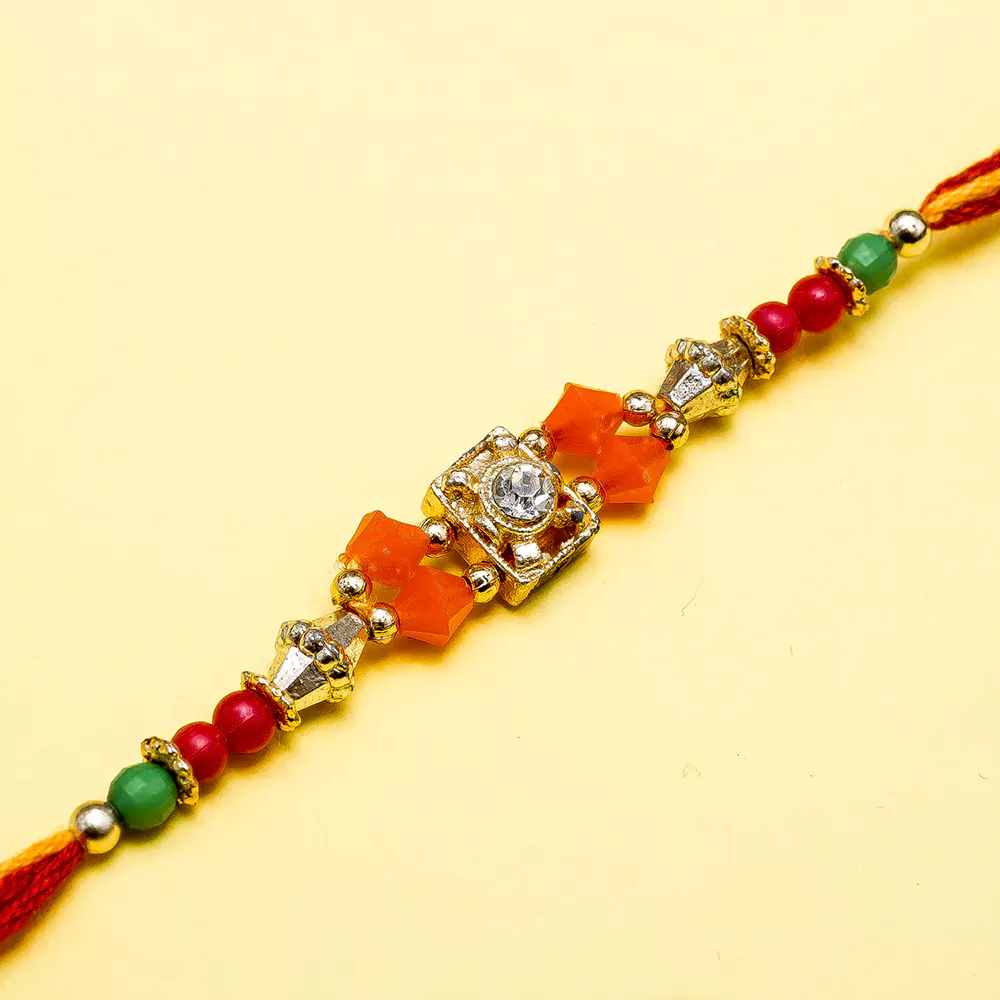 Spiral square center based jewel rakhi