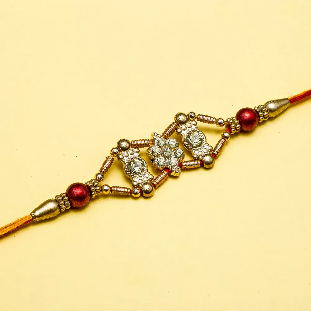 Antique finish beads rakhi