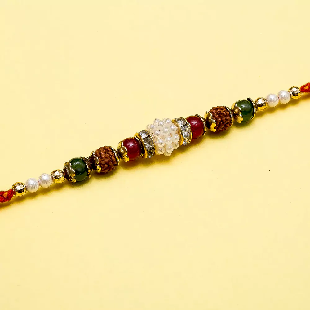 Divine pearl beads rakhi for brother