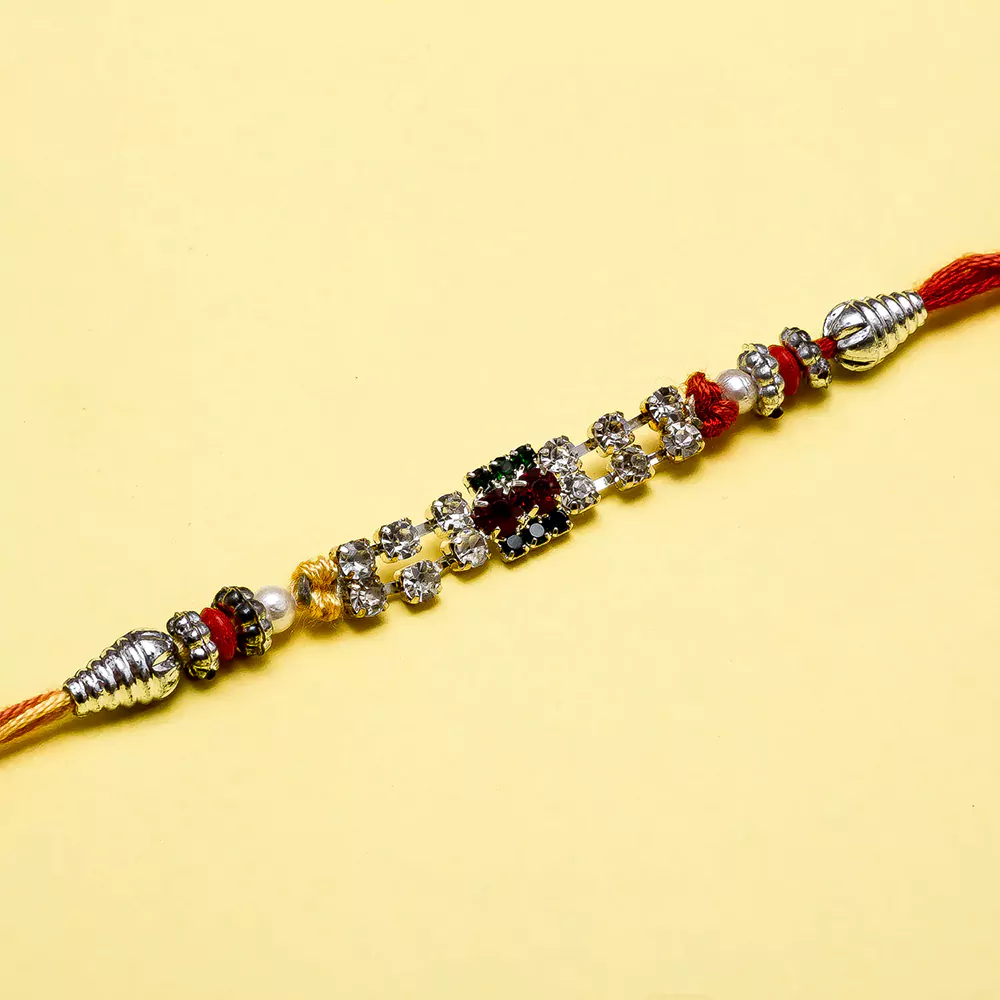 Meenakari pearl rakhi for brother