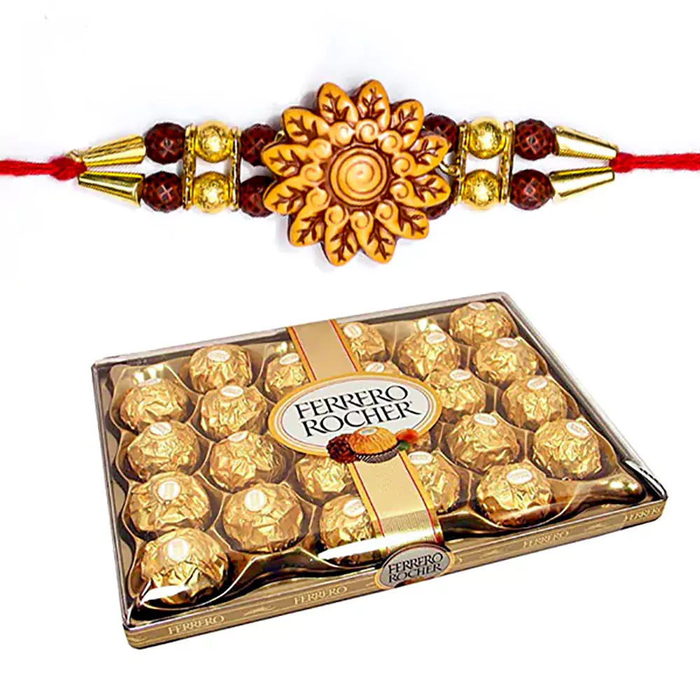 24 pc ferrero rocher with rakhi for brother
