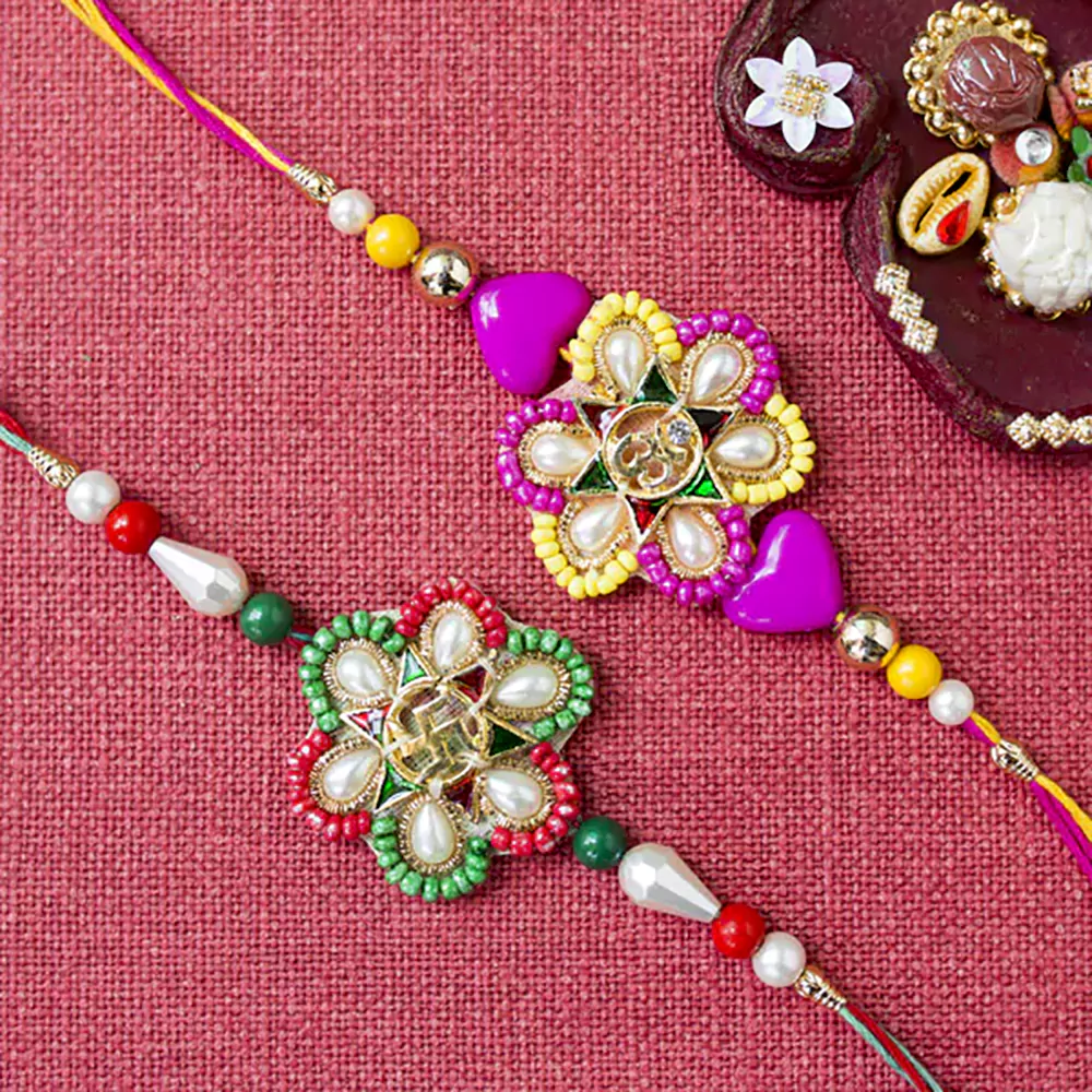 Multicolour rakhi set of 2