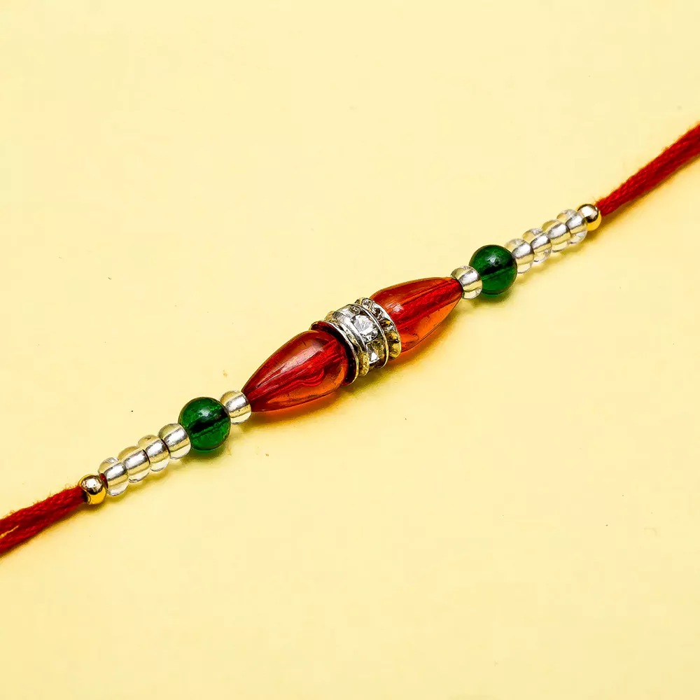 Red beads pearl rakhi