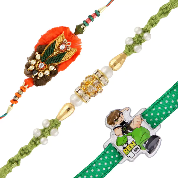 3 Rakhi Set with kids USA Free Ship