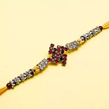 swastik diamond work rakhi