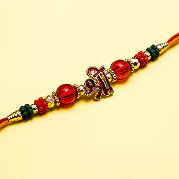 auspicious shree rakhi in diamond beads