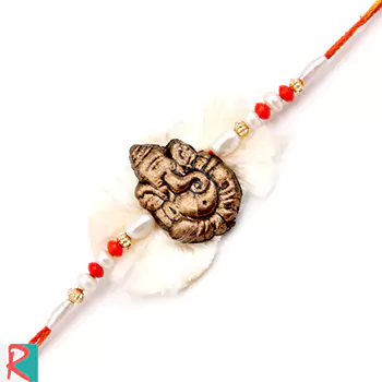 Ganesh white fur rakhi