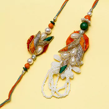 Designer beads petal bhaiya bhabhi rakhi