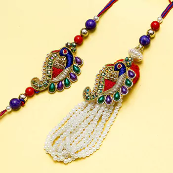 Designer peacock bhaiya bhabhi rakhi