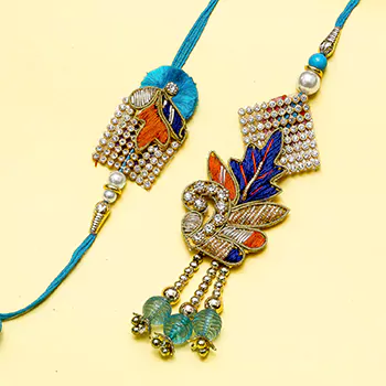 Peacock feather designed pair