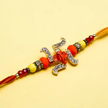 ganesha swastik diamond rakhi