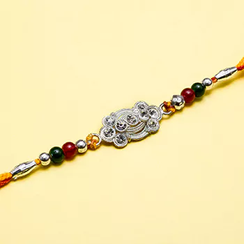 precious silver diaomond work rakhi