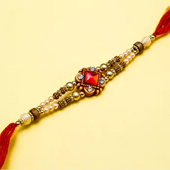 Ruby Square Diamond Rakhi