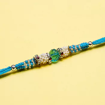 Rich blue bead moti rakhi