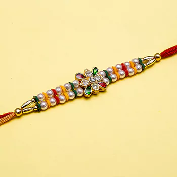 Artistic kundan beaded rakhi