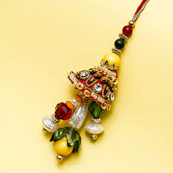Pearl and glass drops lumba rakhi
