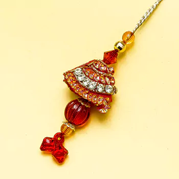 Dangling  colorful satin work lumba rakhi