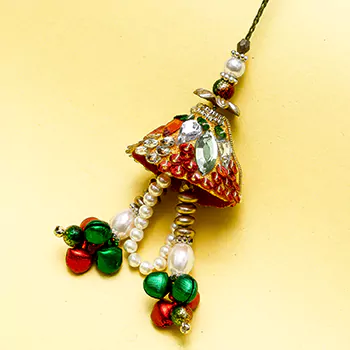 Shiny glass ghunghru lumba rakhi