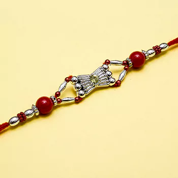 Silver diamond rakhi
