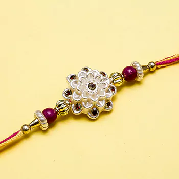 White flower designer rakhi