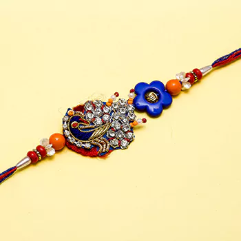 Diamond studded beautiful peacock rakhi