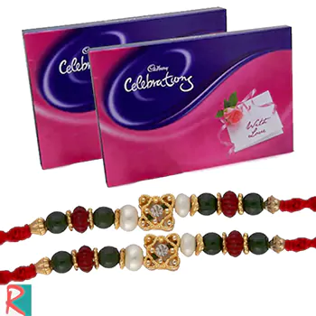 2 cadbury celebration and 2 rakhi