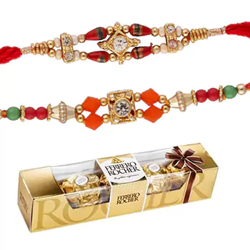 4 pc ferrero rocher with 2 rakhi