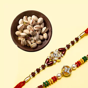 pista box with two rakhi