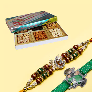 big dry fruit box with onkar rakhi and kids rakhi