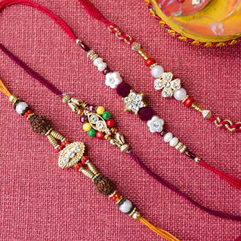 Set of four diamond rakhi