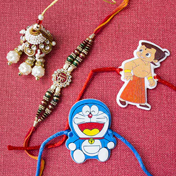 Stunning Shree Rakhi with Lumba Rakhi and Kids Rakhi