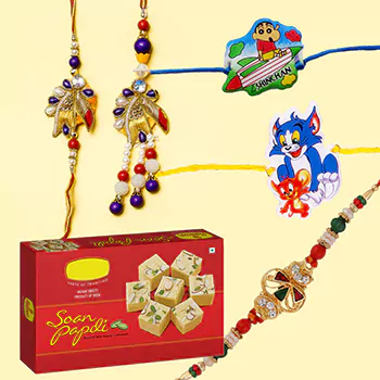 soan papdi 500 gm with 5 rakhi