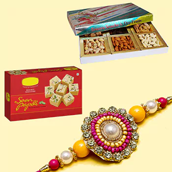 Soan papdi 500 gm n Big Dry Fruit box with rakhi