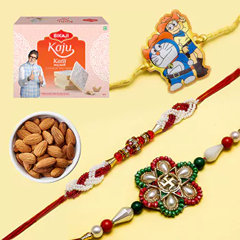 Borther Special 2 Rakhi And Kids Rakhi With Kaju Katli 500 gm And Almonds