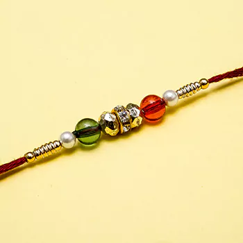 Multicolor diamond beads thread rakhi